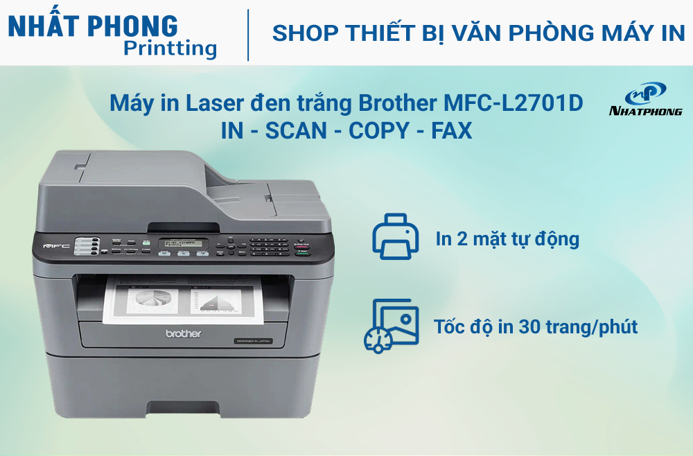 Máy in đa năng Laser trắng đen Brother MFC-L2701D