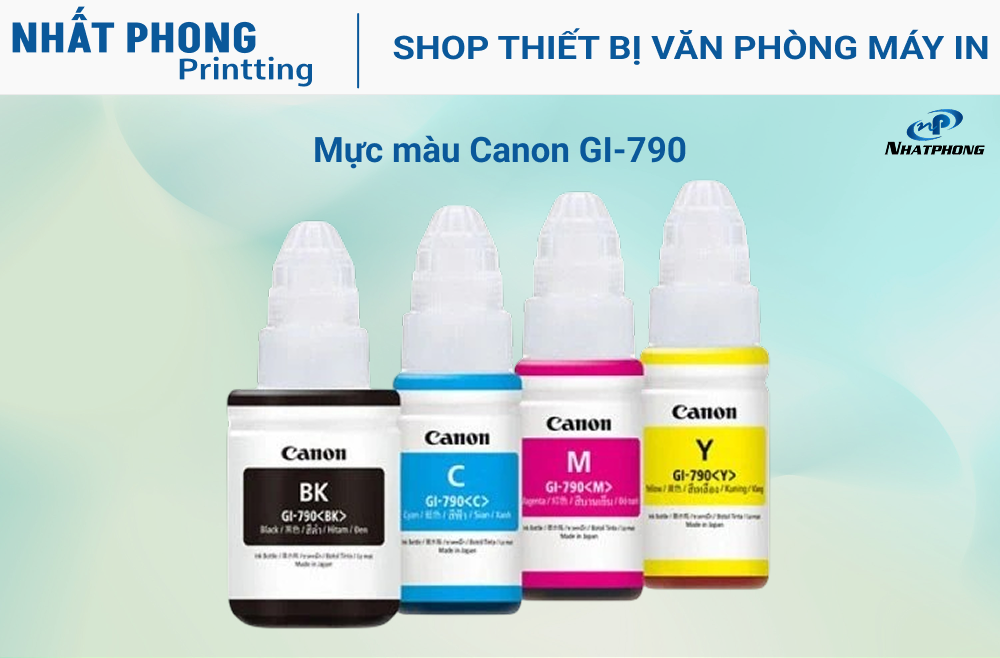 Mực in Canon GI - 790 Nhập khẩu (BK/C/M/Y) (Chai)