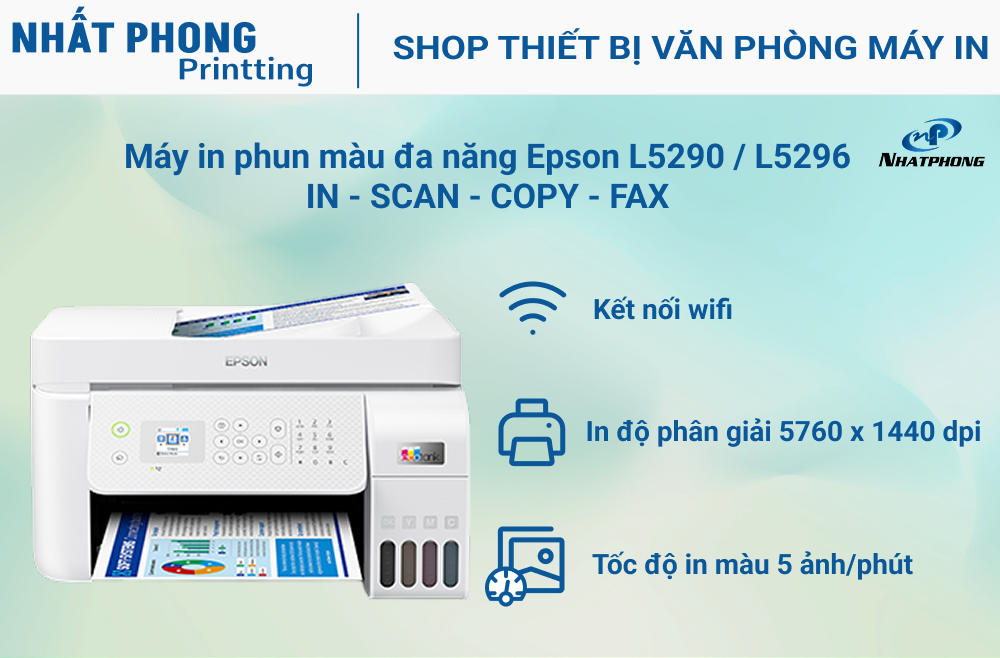 Máy in phun màu đa năng Epson Ecotank L5290 (In, Scan, Copy, Fax, Wifi, Duplex, Netwok)