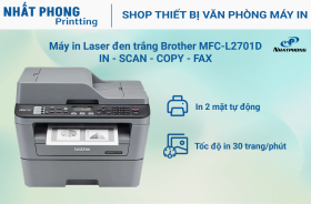 Máy in đa năng Laser trắng đen Brother MFC-L2701D