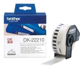 Nhãn giấy Brother DK-22210, Black on White, khổ 29mm x 30m