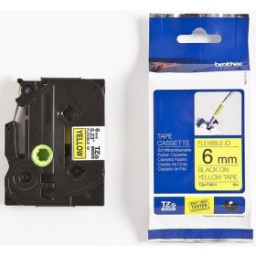 Nhãn in Brother TZE-FX611, Black on Yellow, 6mm x 8m