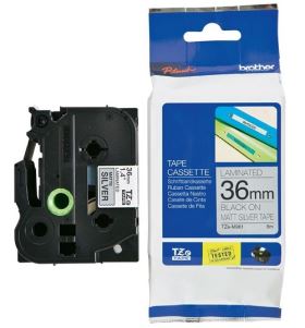 Nhãn in Brother TZE-M961, Black on Matt Silver, 36mm x 8m