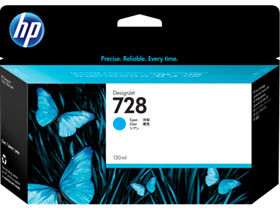 HP 728 130-ml Cyan DesignJet Ink Cartridge (F9J67A)